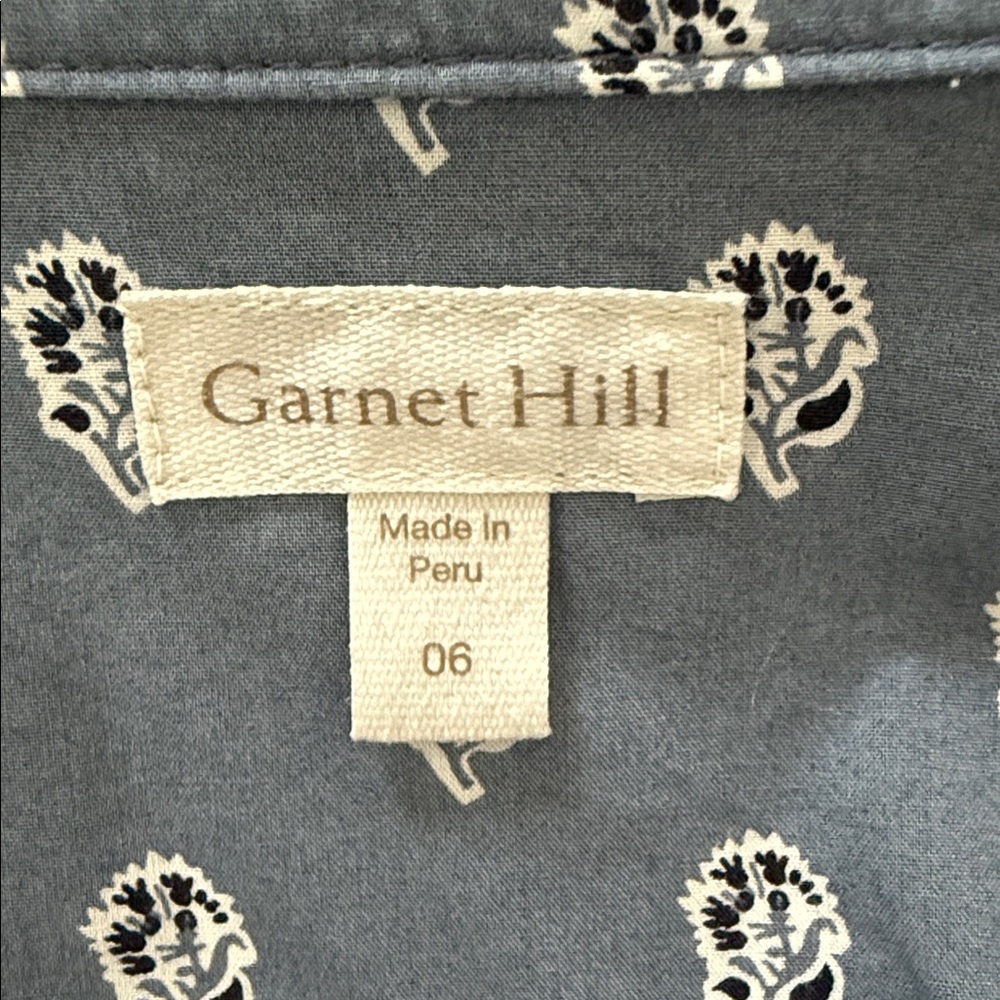 Garnet Hill Blue Gray Patterned Button Down Shirt - image 4